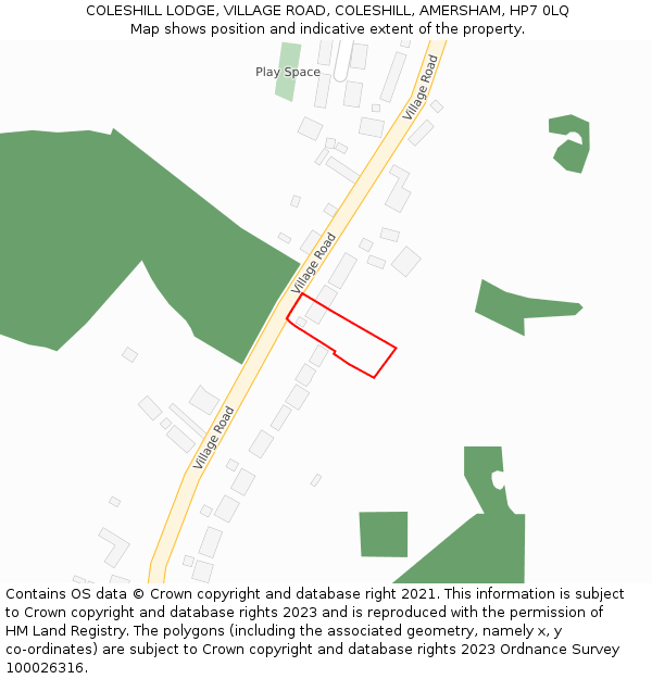 COLESHILL LODGE, VILLAGE ROAD, COLESHILL, AMERSHAM, HP7 0LQ: Location map and indicative extent of plot