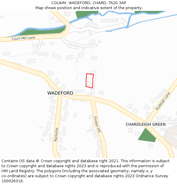 COLWAY, WADEFORD, CHARD, TA20 3AP: Location map and indicative extent of plot