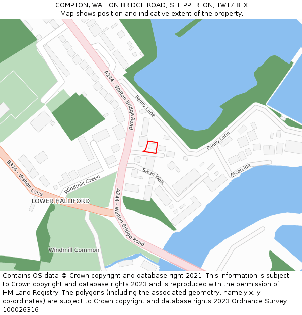 COMPTON, WALTON BRIDGE ROAD, SHEPPERTON, TW17 8LX: Location map and indicative extent of plot