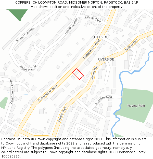 COPPERS, CHILCOMPTON ROAD, MIDSOMER NORTON, RADSTOCK, BA3 2NP: Location map and indicative extent of plot
