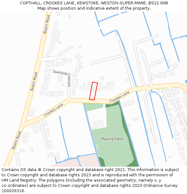 COPTHALL, CROOKES LANE, KEWSTOKE, WESTON-SUPER-MARE, BS22 9XB: Location map and indicative extent of plot