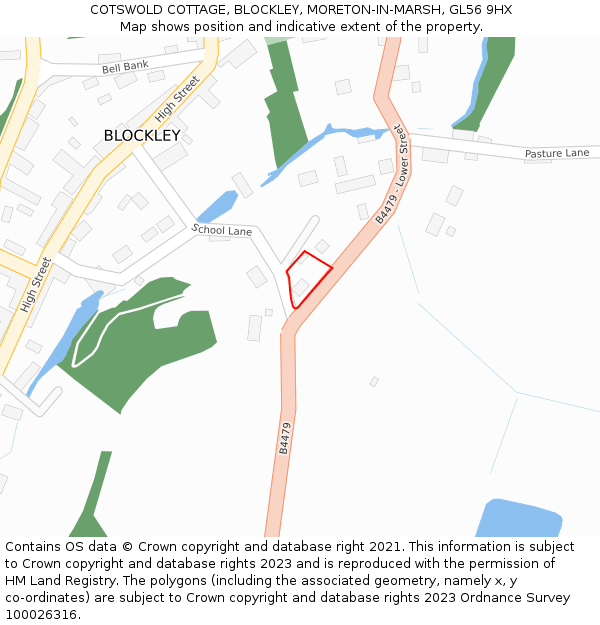 COTSWOLD COTTAGE, BLOCKLEY, MORETON-IN-MARSH, GL56 9HX: Location map and indicative extent of plot