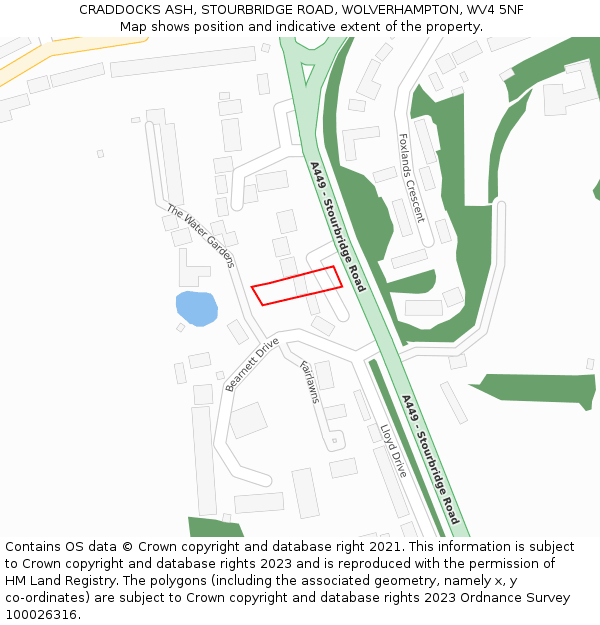 CRADDOCKS ASH, STOURBRIDGE ROAD, WOLVERHAMPTON, WV4 5NF: Location map and indicative extent of plot