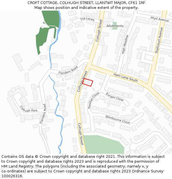 CROFT COTTAGE, COLHUGH STREET, LLANTWIT MAJOR, CF61 1RF: Location map and indicative extent of plot
