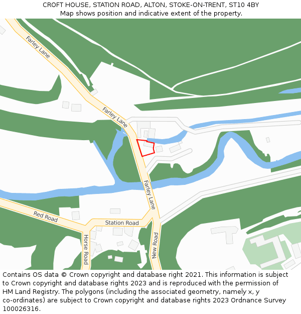 CROFT HOUSE, STATION ROAD, ALTON, STOKE-ON-TRENT, ST10 4BY: Location map and indicative extent of plot