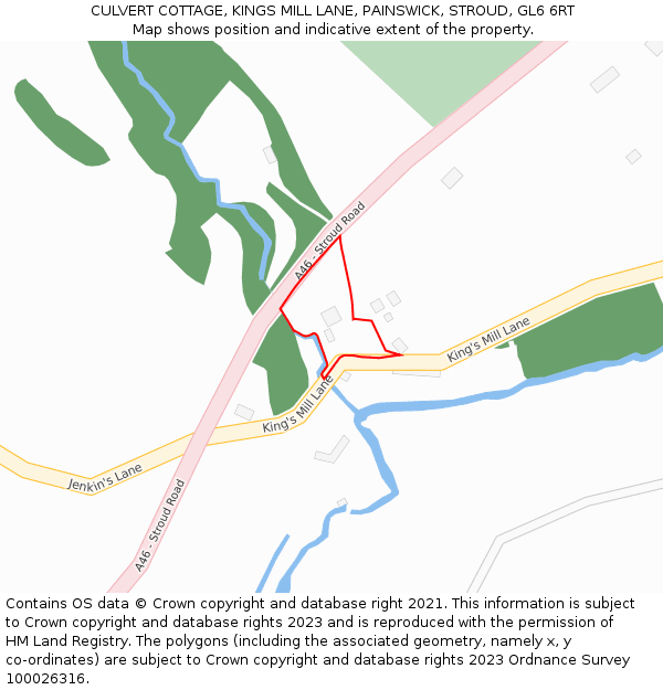 CULVERT COTTAGE, KINGS MILL LANE, PAINSWICK, STROUD, GL6 6RT: Location map and indicative extent of plot