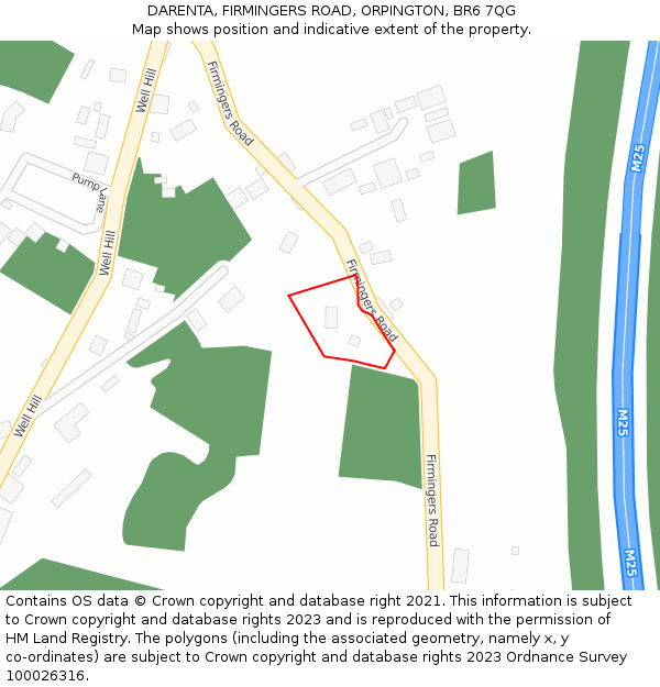 DARENTA, FIRMINGERS ROAD, ORPINGTON, BR6 7QG: Location map and indicative extent of plot