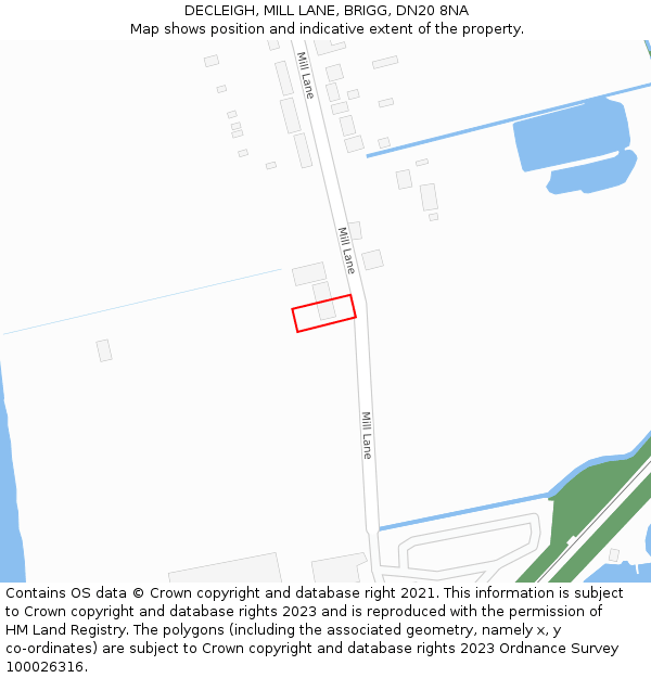 DECLEIGH, MILL LANE, BRIGG, DN20 8NA: Location map and indicative extent of plot