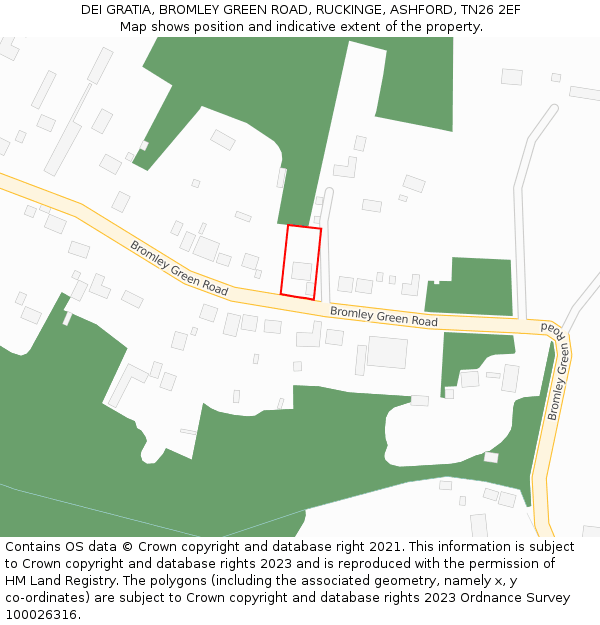 DEI GRATIA, BROMLEY GREEN ROAD, RUCKINGE, ASHFORD, TN26 2EF: Location map and indicative extent of plot