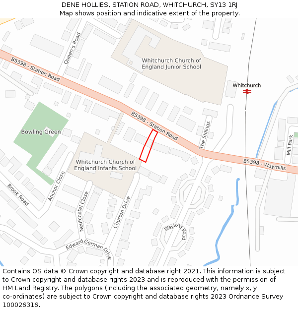 DENE HOLLIES, STATION ROAD, WHITCHURCH, SY13 1RJ: Location map and indicative extent of plot