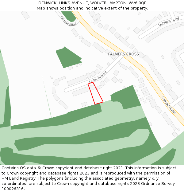 DENWICK, LINKS AVENUE, WOLVERHAMPTON, WV6 9QF: Location map and indicative extent of plot