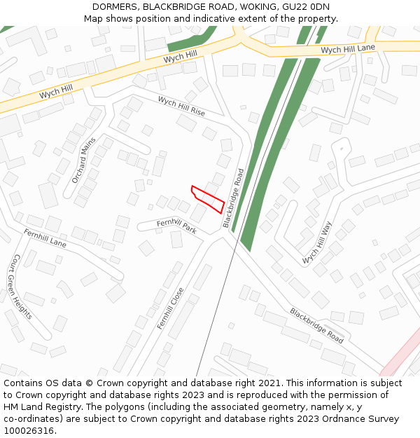 DORMERS, BLACKBRIDGE ROAD, WOKING, GU22 0DN: Location map and indicative extent of plot