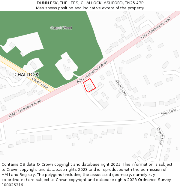 DUNN ESK, THE LEES, CHALLOCK, ASHFORD, TN25 4BP: Location map and indicative extent of plot