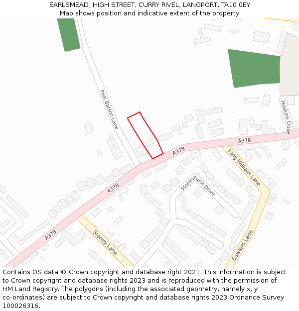 EARLSMEAD, HIGH STREET, CURRY RIVEL, LANGPORT, TA10 0EY: Location map and indicative extent of plot