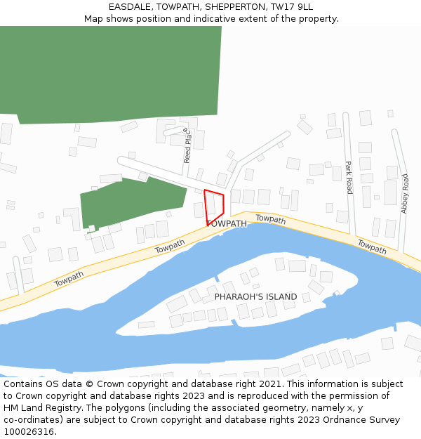 EASDALE, TOWPATH, SHEPPERTON, TW17 9LL: Location map and indicative extent of plot