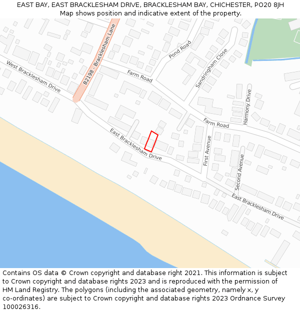 EAST BAY, EAST BRACKLESHAM DRIVE, BRACKLESHAM BAY, CHICHESTER, PO20 8JH: Location map and indicative extent of plot