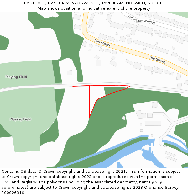EASTGATE, TAVERHAM PARK AVENUE, TAVERHAM, NORWICH, NR8 6TB: Location map and indicative extent of plot