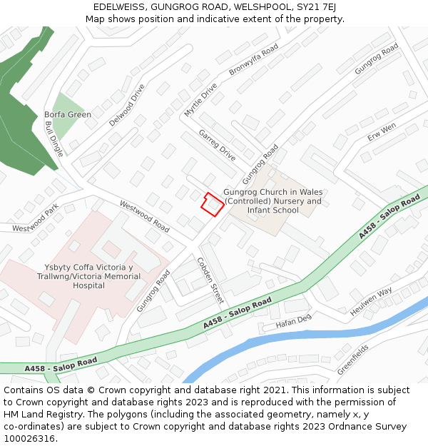 EDELWEISS, GUNGROG ROAD, WELSHPOOL, SY21 7EJ: Location map and indicative extent of plot