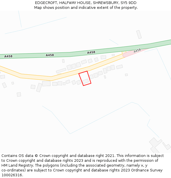 EDGECROFT, HALFWAY HOUSE, SHREWSBURY, SY5 9DD: Location map and indicative extent of plot