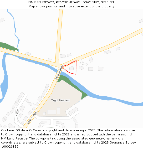 EIN BREUDDWYD, PENYBONTFAWR, OSWESTRY, SY10 0EL: Location map and indicative extent of plot