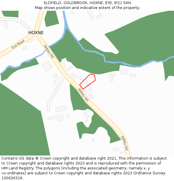 ELDFIELD, GOLDBROOK, HOXNE, EYE, IP21 5AN: Location map and indicative extent of plot