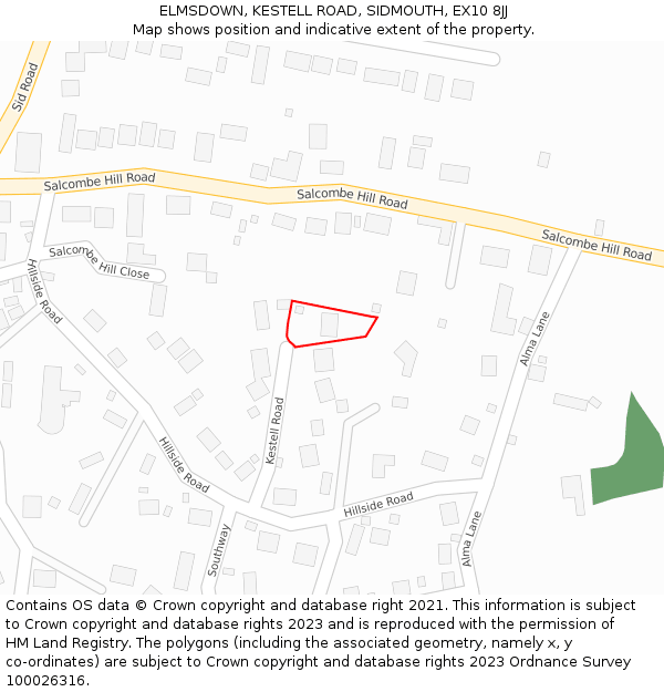 ELMSDOWN, KESTELL ROAD, SIDMOUTH, EX10 8JJ: Location map and indicative extent of plot