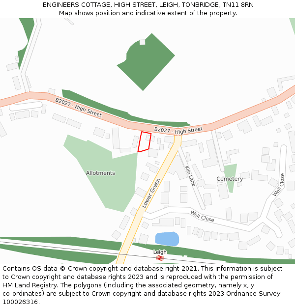 ENGINEERS COTTAGE, HIGH STREET, LEIGH, TONBRIDGE, TN11 8RN: Location map and indicative extent of plot