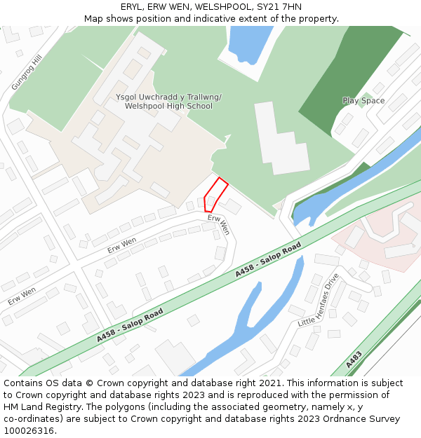 ERYL, ERW WEN, WELSHPOOL, SY21 7HN: Location map and indicative extent of plot