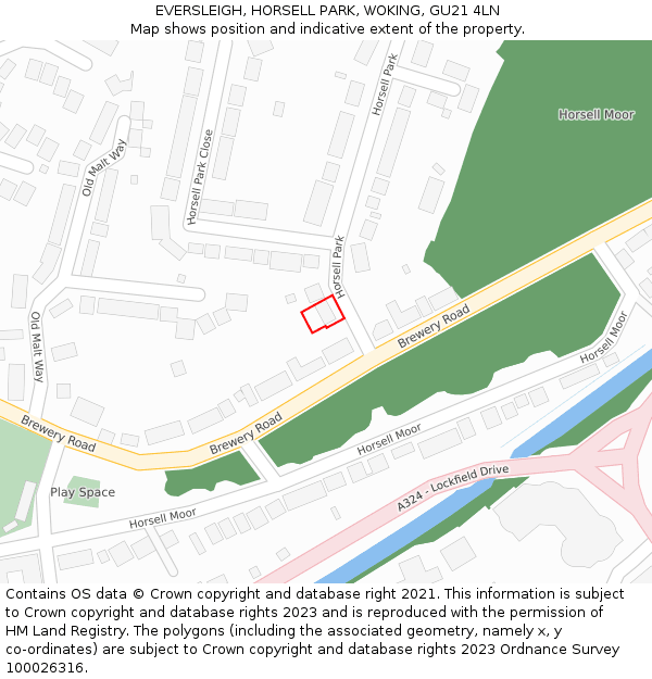 EVERSLEIGH, HORSELL PARK, WOKING, GU21 4LN: Location map and indicative extent of plot