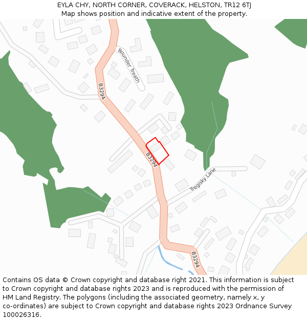 EYLA CHY, NORTH CORNER, COVERACK, HELSTON, TR12 6TJ: Location map and indicative extent of plot