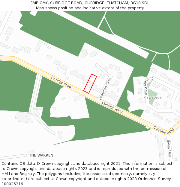 FAIR OAK, CURRIDGE ROAD, CURRIDGE, THATCHAM, RG18 9DH: Location map and indicative extent of plot