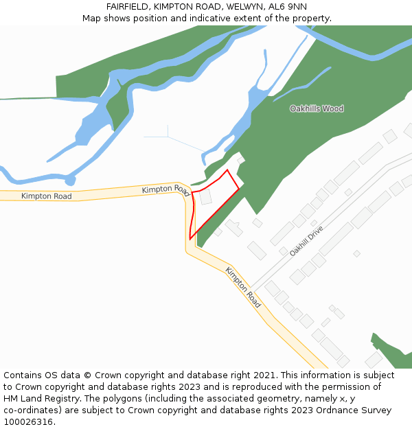 FAIRFIELD, KIMPTON ROAD, WELWYN, AL6 9NN: Location map and indicative extent of plot