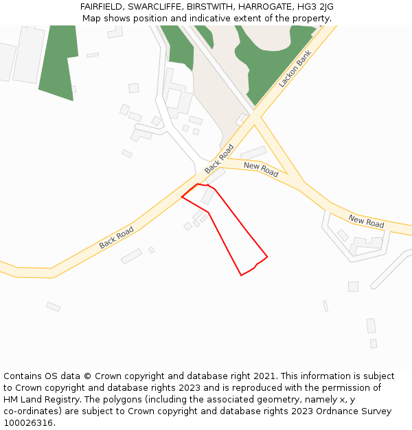 FAIRFIELD, SWARCLIFFE, BIRSTWITH, HARROGATE, HG3 2JG: Location map and indicative extent of plot