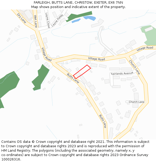 FARLEIGH, BUTTS LANE, CHRISTOW, EXETER, EX6 7NN: Location map and indicative extent of plot