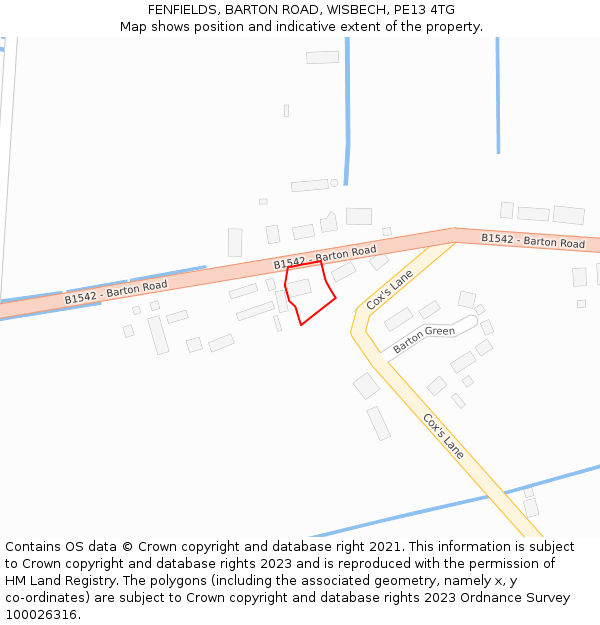 FENFIELDS, BARTON ROAD, WISBECH, PE13 4TG: Location map and indicative extent of plot