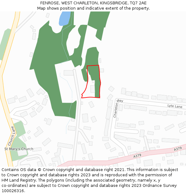 FENROSE, WEST CHARLETON, KINGSBRIDGE, TQ7 2AE: Location map and indicative extent of plot