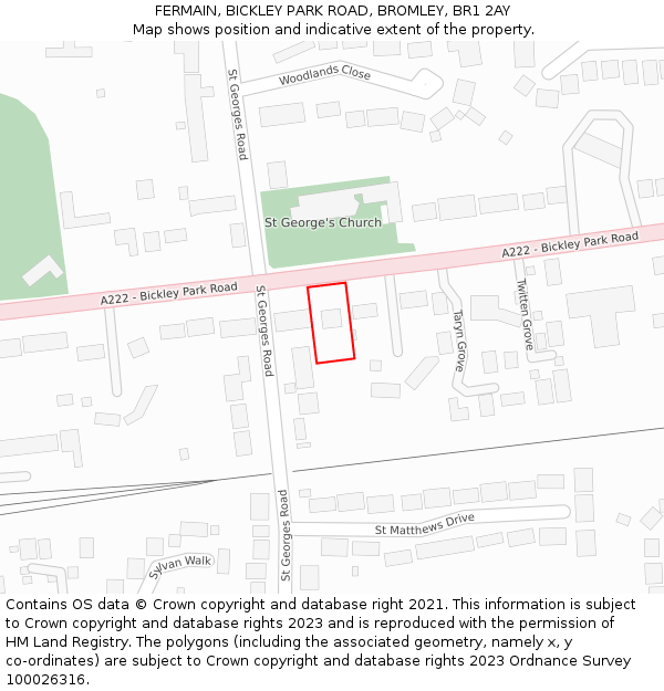 FERMAIN, BICKLEY PARK ROAD, BROMLEY, BR1 2AY: Location map and indicative extent of plot