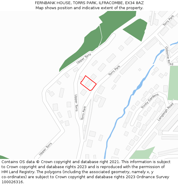 FERNBANK HOUSE, TORRS PARK, ILFRACOMBE, EX34 8AZ: Location map and indicative extent of plot
