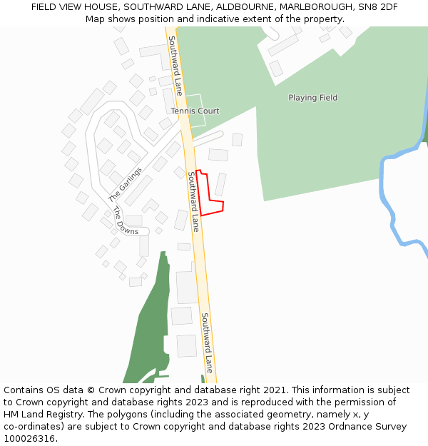 FIELD VIEW HOUSE, SOUTHWARD LANE, ALDBOURNE, MARLBOROUGH, SN8 2DF: Location map and indicative extent of plot