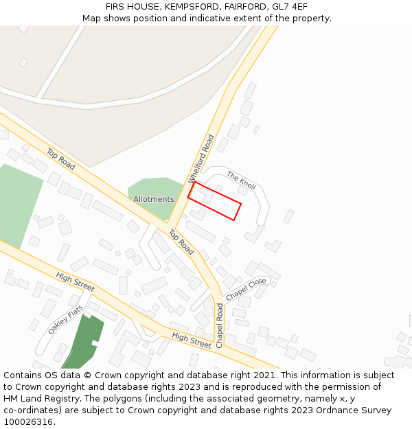 FIRS HOUSE, KEMPSFORD, FAIRFORD, GL7 4EF: Location map and indicative extent of plot