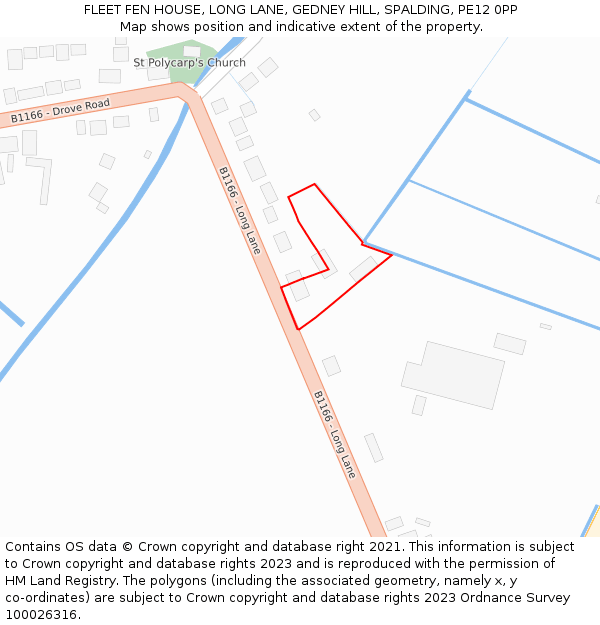 FLEET FEN HOUSE, LONG LANE, GEDNEY HILL, SPALDING, PE12 0PP: Location map and indicative extent of plot