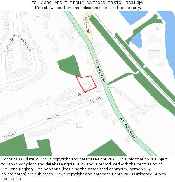 FOLLY ORCHARD, THE FOLLY, SALTFORD, BRISTOL, BS31 3JW: Location map and indicative extent of plot