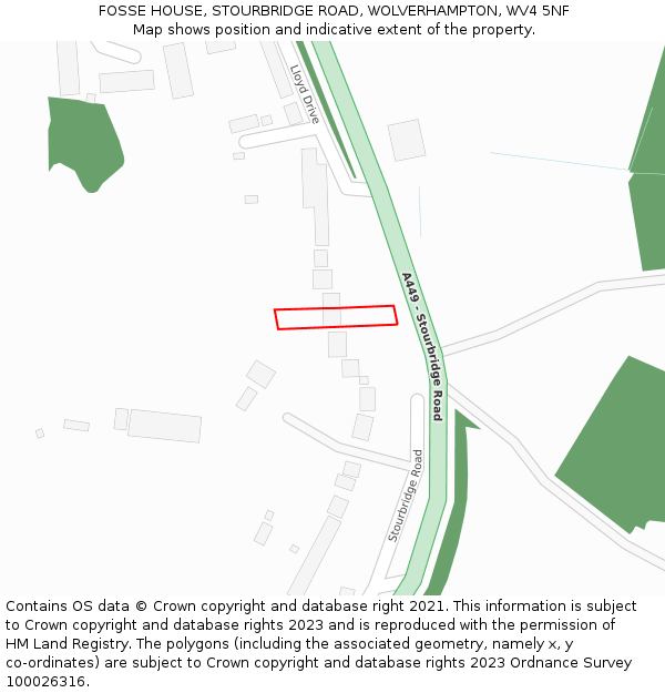 FOSSE HOUSE, STOURBRIDGE ROAD, WOLVERHAMPTON, WV4 5NF: Location map and indicative extent of plot
