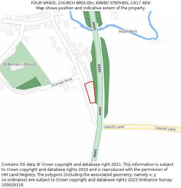 FOUR WINDS, CHURCH BROUGH, KIRKBY STEPHEN, CA17 4EW: Location map and indicative extent of plot