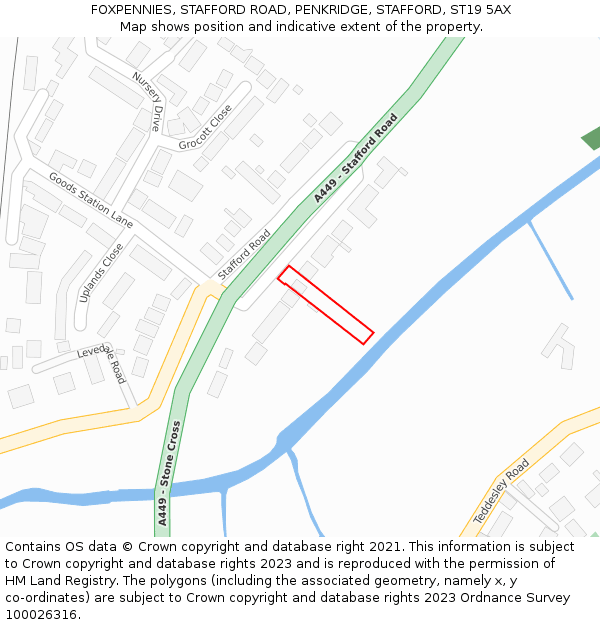 FOXPENNIES, STAFFORD ROAD, PENKRIDGE, STAFFORD, ST19 5AX: Location map and indicative extent of plot