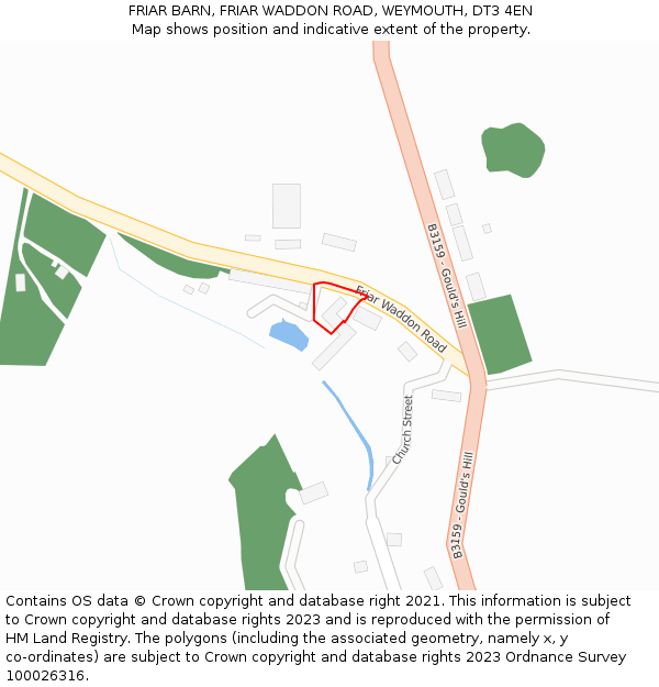 FRIAR BARN, FRIAR WADDON ROAD, WEYMOUTH, DT3 4EN: Location map and indicative extent of plot
