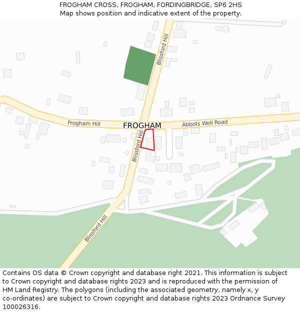 FROGHAM CROSS, FROGHAM, FORDINGBRIDGE, SP6 2HS: Location map and indicative extent of plot