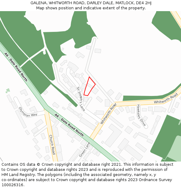 GALENA, WHITWORTH ROAD, DARLEY DALE, MATLOCK, DE4 2HJ: Location map and indicative extent of plot