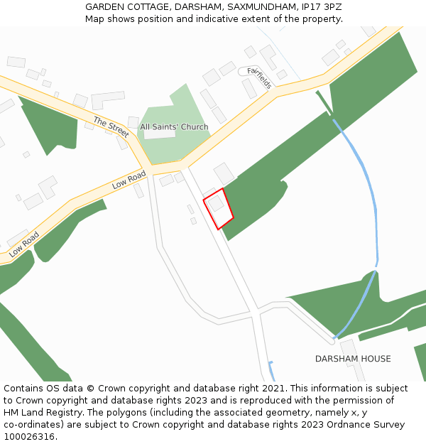 GARDEN COTTAGE, DARSHAM, SAXMUNDHAM, IP17 3PZ: Location map and indicative extent of plot