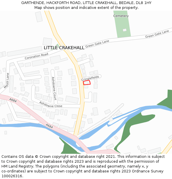 GARTHENDE, HACKFORTH ROAD, LITTLE CRAKEHALL, BEDALE, DL8 1HY: Location map and indicative extent of plot